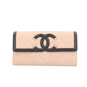 Chanel CC Filigree Long Wallet, Caviar Skin, A84448, Women's CHANEL
